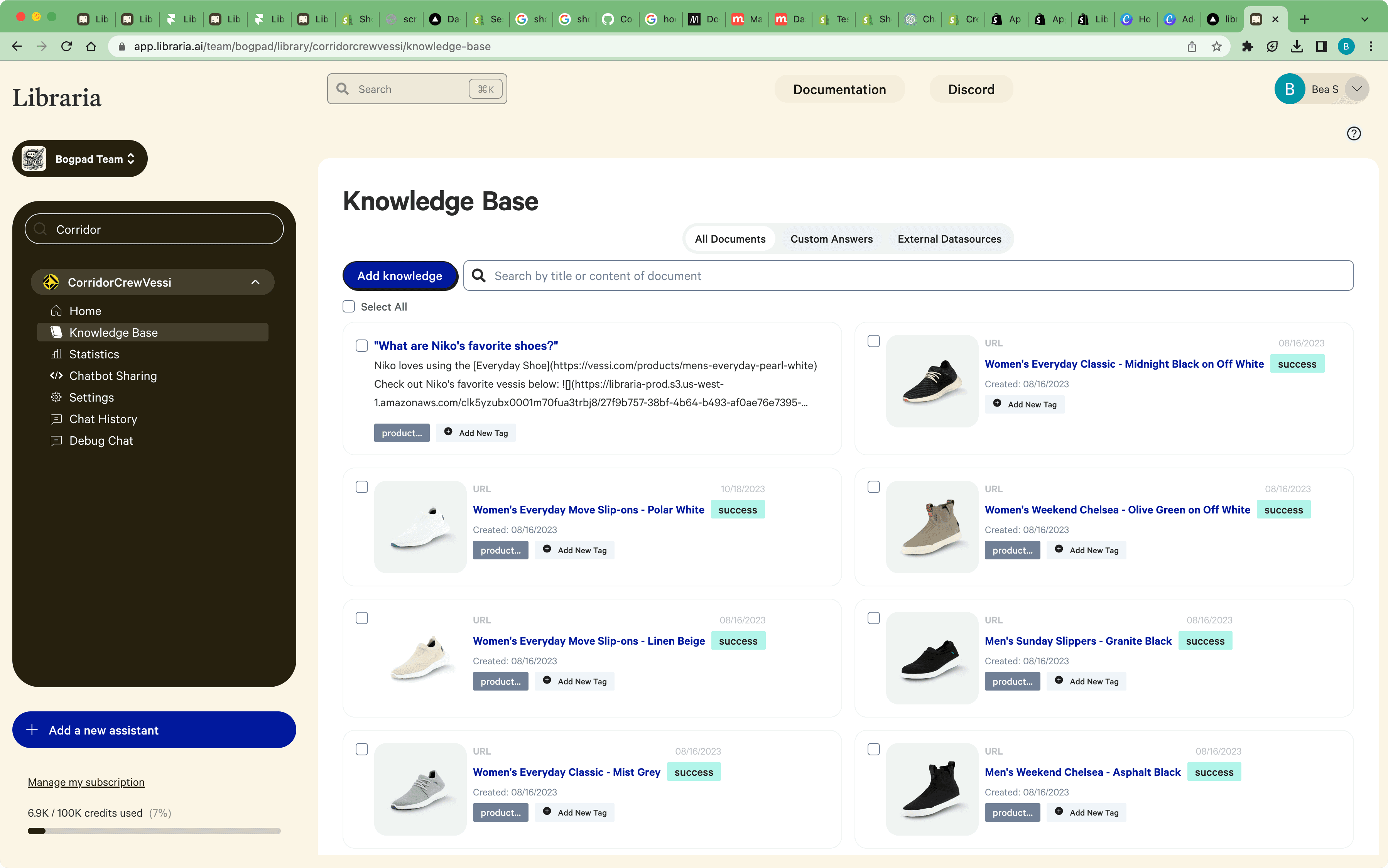 Libraria knowledge base - Vessi shoes